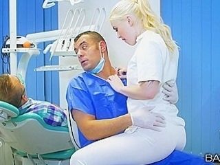 Kinky Dentist Bangs His Sexy Blonde Assistant With Misha Cross